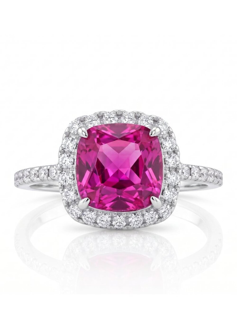 Pink Topaz Cushion Square Gemstone Ring, 925 Sterling Silver Charmed Aroma